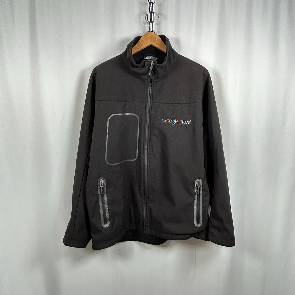 Google Jacket Men's Large Black Landway Windbreaker Tech Silicon Valley Full Zip